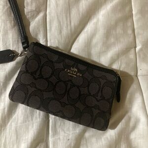 Coach Black and Brown Wristlet Clutch